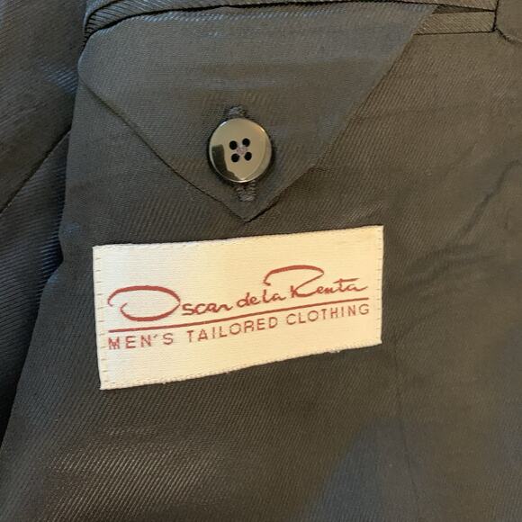Oscar de la Renta Men’s Brown Herringbone Sport Coat Suit Jacket Blazer Sz 42S - Picture 11 of 13